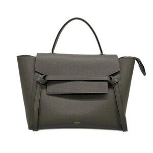 Auth CELINE Belt Bag Mini - Gray Grained Calfskin Handbag